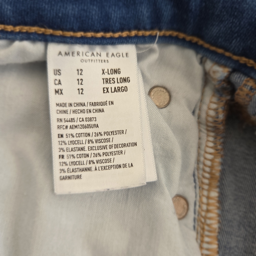 American Eagle Outfitters Blue Distressed  Jeggings Size 12 - Picture 5 of 8